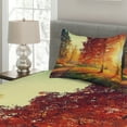thumbnail image 2 of Ambesonne Fall Quilted Coverlet 3 Pcs, Misty Day in the Forest, Queen Size, Orange Yellow Green, 2 of 4