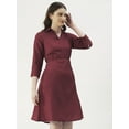 thumbnail image 5 of DressBerry Women’s Solid Viscose Rayon Collared Neck Dress 3/4th Long Sleeves Smocked Front Calf Length Regular Wear Light Weighted Casual Summer Dress, 5 of 7