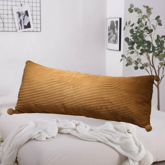 HOARBOEG Extra Long Pillows Cool Body Pillows for Bed Sofa Shredded Memory Foam Full Pillows Pillowcase and Pillow Core with Zipper, Brown23.62in
