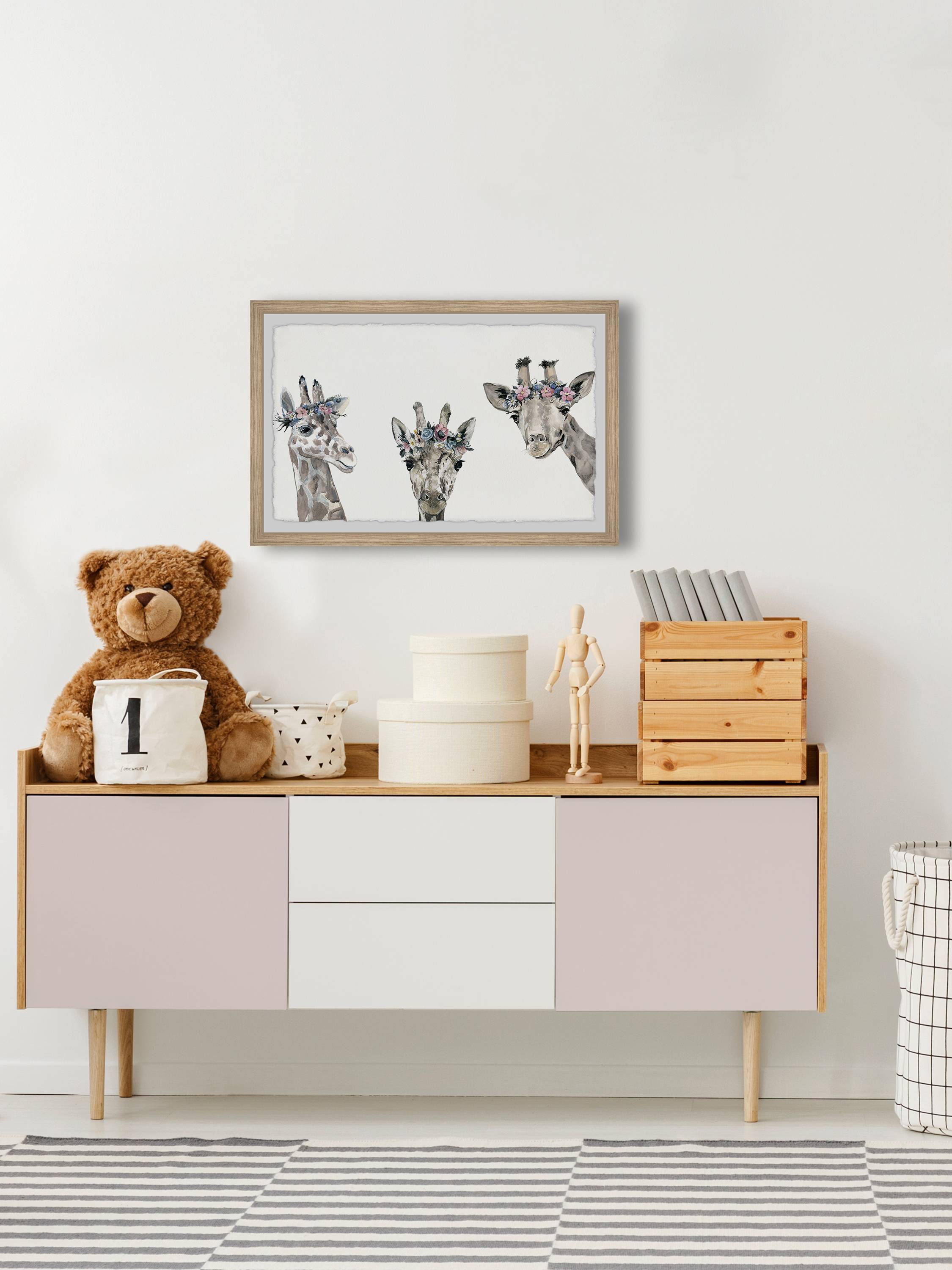 Marmont Hill Flower-crowned Giraffes Framed Wall Art