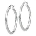 thumbnail image 2 of Real 14kt White Gold 3mm Twisted Hoop Earrings; for Adults and Teens; for Women and Men, 2 of 3