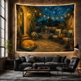 thumbnail image 6 of Sleeping Dog on Nighttime Patio, Peaceful Illustration for Art Lovers, Serene Art Decor, Birthday Gift Tapestry Wall Hanging for Bedroom and Living Room, 6 of 7