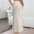 thumbnail image 5 of Busydd Women's Satin Skirts with Pockets Trendy Comfortable Maxi Skirts for Women Casual Solid Color Long Skirts M, 5 of 7