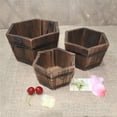 thumbnail image 3 of koolsoo 6x Wood Bucket Barrel Flower Pots Hexagonal Top Outdoor Garden Patio Decor, 3 of 5