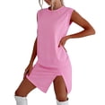thumbnail image 2 of Maqroz Women 2 Piece Outfits Sets Summer Solid Crew Neck Sleeveless Tank Top and Skort Set with Built In Shorts Vacation Office Hot Pink XL, 2 of 9