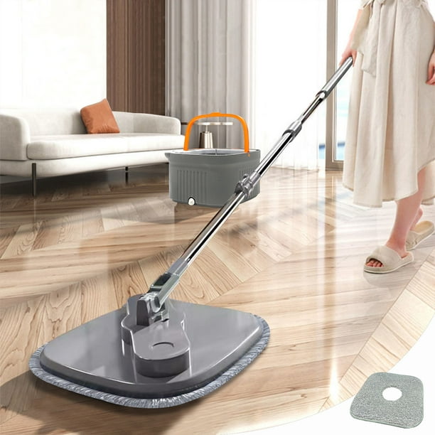 Juego de trapeador y cubo con escurridor, apoyo para separación de aguas residuales y agua limpia, trapeador de acero inoxidable telescópico para pisos de cocina, trapeador con separación de aguas res