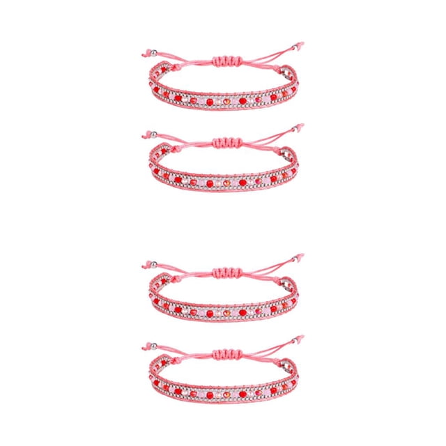 Minnieouse 2 piezas de pulseras de cristal de estilo bohemio para mujer, fiesta, banquete, viaje, senderismo, brazalete tejido, decoración de Type1 NO1