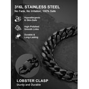 ChainsProMax Bracelet Men Black Chain Stainless Steel Bike Chain Bracelet 14MM 21CM Chunky Fashion Jewelry Gift for Dad Son