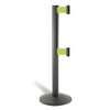Lavi Industries 50-3000DL-WB-FY Beltrac 3000 7 Ft. Double-Belted Crowd Control Post - Fluorescent Yellow