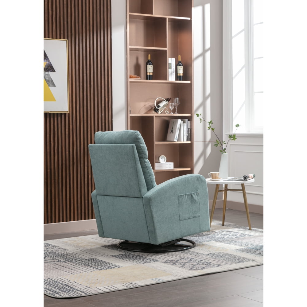 Upholstered Swivel Glider, Cosymart Rocking Chair for Nursery in Light Blue, Modern Style One Left Bag