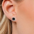thumbnail image 3 of Gem Stone King 18K Rose Gold Plated Silver Stud Earrings Round Sapphire Moissanite (2.72 Cttw), 3 of 6