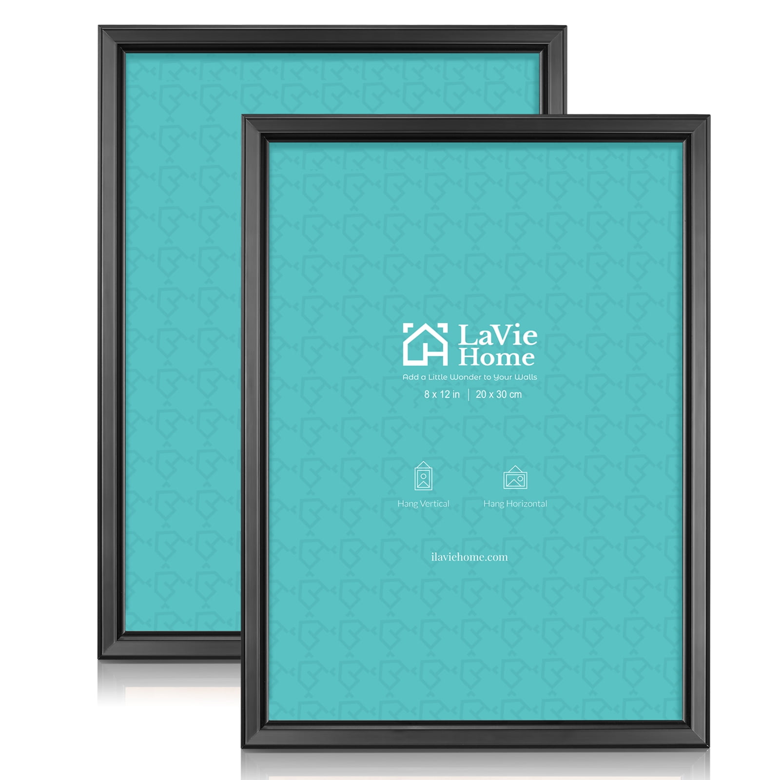 LaVie Home 8x12 Picture Frames (2 Packs, Black) Simple Designed Photo