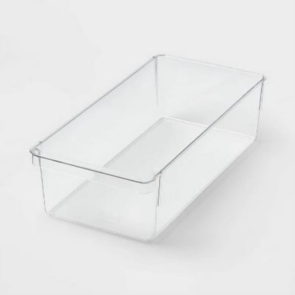 Medium Narrow Fridge and Pantry Organizer Bin - Clear PETG, Freezer-Safe, Hand Washable