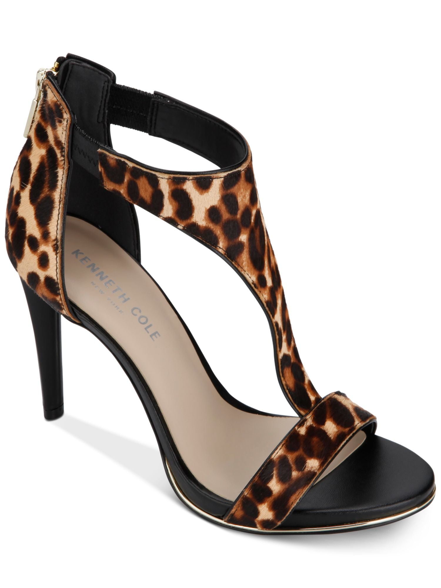 KENNETH COLE Womens Gray Snake Print Crisscross Straps Brooke Cross Almond Toe Stiletto Zip-Up Dress Sandals Shoes