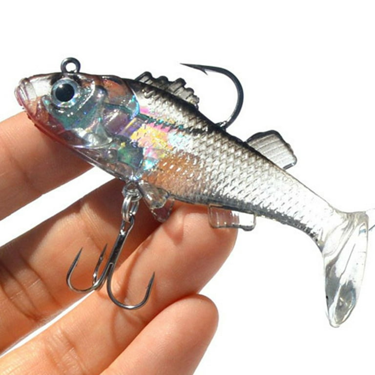 1 Set 5Pcs Life-like Fishing Lures Bait with Hooks Freshwater Saltwater  Fishing for Bass Trout Salmon Walleye Snakehead (Transparent 15G 8CM) 