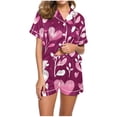 thumbnail image 2 of Taylonsss Womens Casual Print Flap Collar Pocket Short Sleeve T Shirt and Shorts Pajama Set Home Wear Lounge Sleepwear Comfortable Stylish, 2 of 5