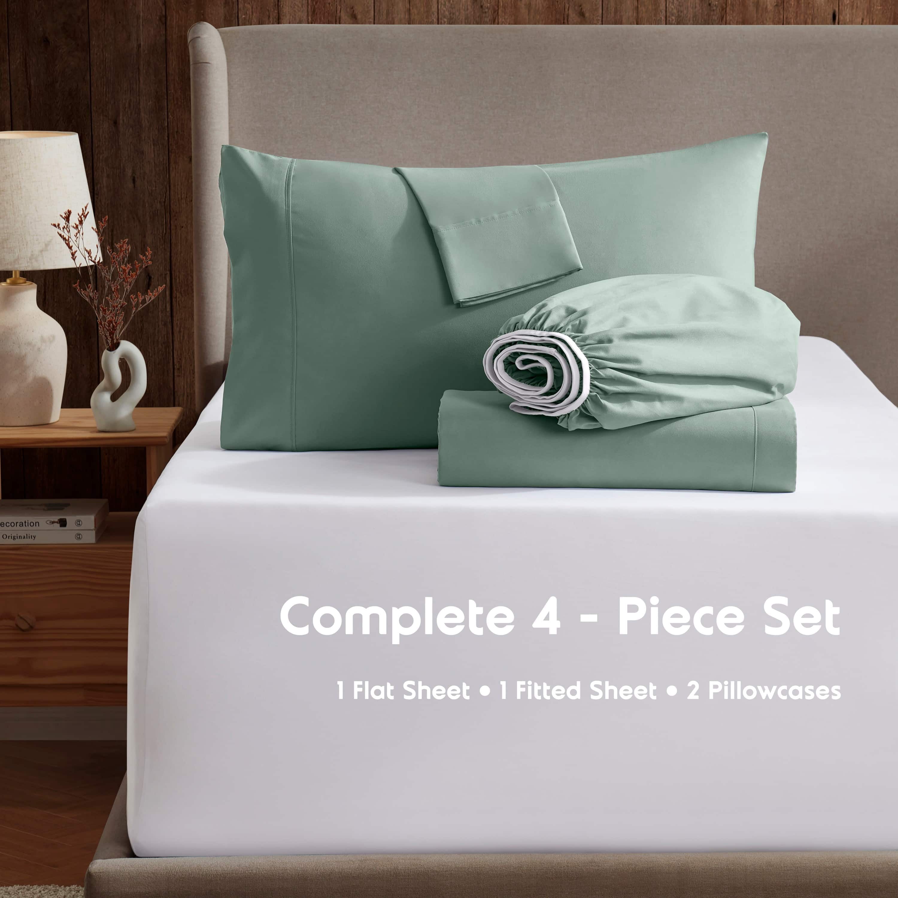 LammaLoe Extra Deep Pocket Twin XL Sheets set, Fits 18"-24" Mattress, 4 Piece Soft Microfiber Bed Sheet Sets, Sage Green
