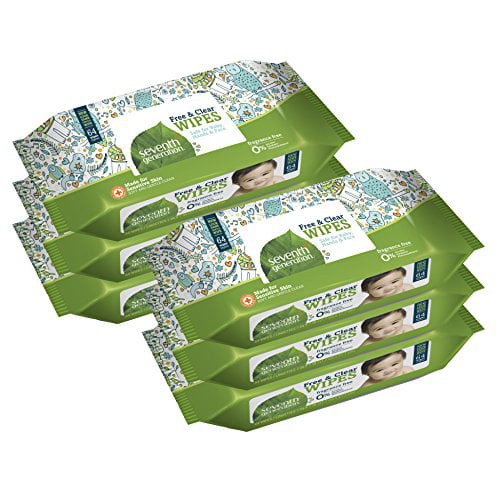 Seventh Generation Thick & Strong Free and Clear Baby Wipes Refill Pack of 6 