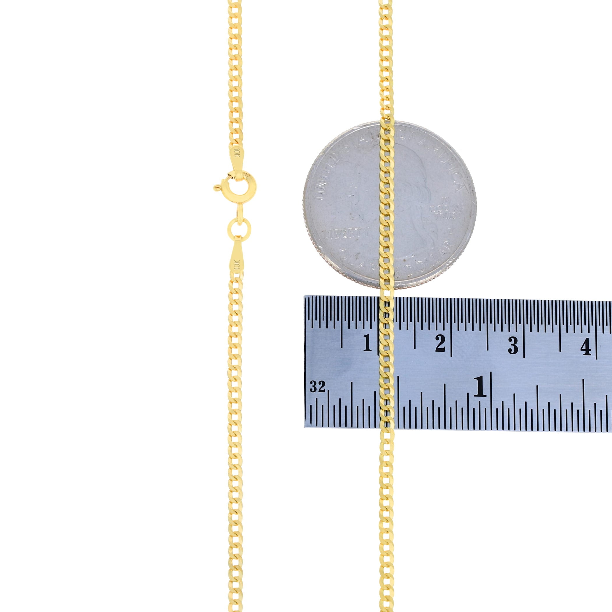 Nuragold 10k Real Yellow Gold Solid Cuban Curb Link 2mm Chain Necklace (16"-30") Italian Jewelry for Men & Women