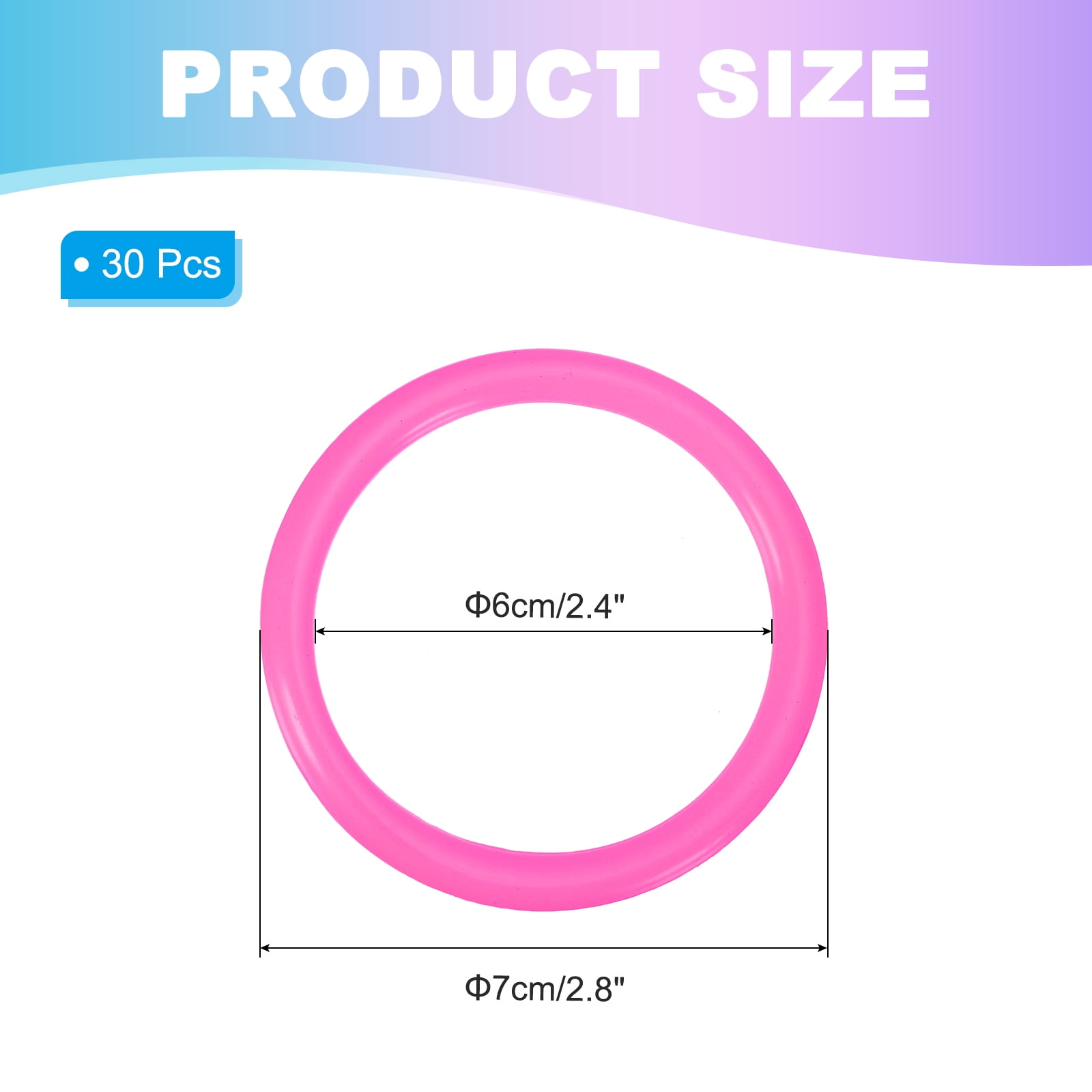 Uxcell Plastic Ring-Toss Rings for Bottles Carnival Rings Plastic Hoops for Speed and Agility Practice Outdoor Party Favor 2.8 Inch Pink