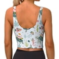 thumbnail image 3 of Haiem Turtle and Sea Life Pattern Womens Sports Bra - U Neck Padded Low Impact Yoga Bra Workout Crop Top Gym Moisture-Wicking Workout Vest -Small, 3 of 9