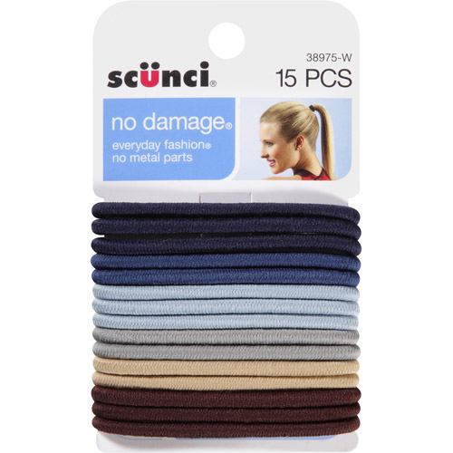 Scunci No Damage Hair Ties, Denim, 15 count