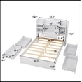 thumbnail image 4 of Full Size Bed Frame with 4 Under-bed Portable Storage Drawers and Multi-tier Bedside Storage Shelves, White, 4 of 12