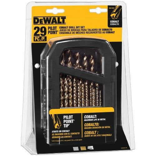 DeWALT Cobalt Pilot Point Drill Bit Set up to 1/2", 29 Piece Set