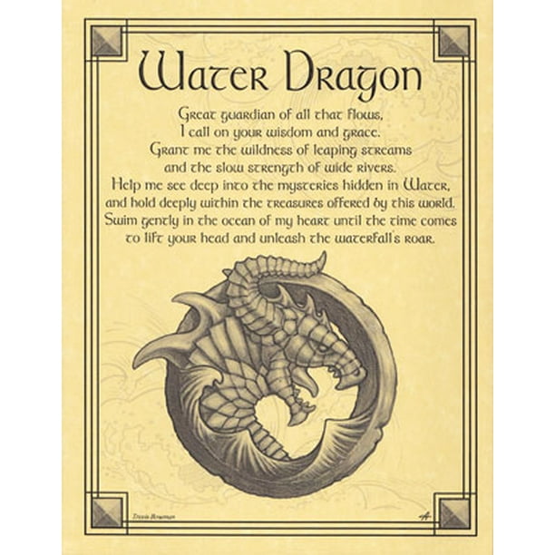 Water Dragon Spirit Animal Prayer Small Parchment Paper Poster Perfect Size For Framing and Gift Giving 8 1/2 Water Dragon Spirit Animal Prayer Small Parchment Paper Poster Perfect Size For Framing and Gift Giving 8 1/2
