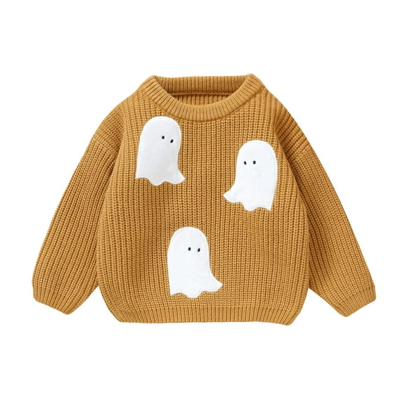 Utlike Girls Knit Sweater Toddler Cute Long Sleeve Halloween Cartoon Knitted Sweaters Pullover Autumn Outfits Comfort Fit Top For Daily Wear Size 6 Months-9 Months