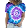 thumbnail image 6 of Mifsaly Tie-Dye Cotton T-Shirt for Women Short Sleeve Crew Neck Casual Summer Tops Colorful Print Lightweight Breathable Casual Blouse L, 6 of 6