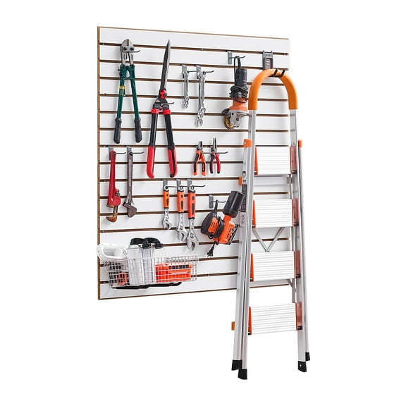 VEVOR Slat Wall Paneling,4 x 4 ft, MDF Garage Slatwall with Modular Design,White Slat Wall Easy-to-Install Adjustable Slatwall Panel with Coupling Structure & DIY Cutting,Fits for Storage & Display