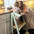 thumbnail image 2 of HARPPA Foldable Toddler Kitchen Tower, Standing Tower for Kids Age 1.5-6 Years,Sage Green, 2 of 13