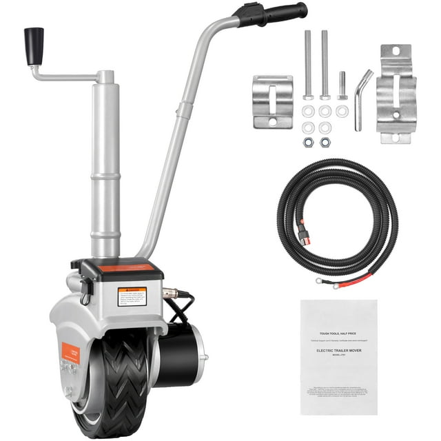 KFFKFF Powered Trailer Mover, 5000lbs Hauling Power, 350W 12V Trailer Support Wheel with 22 ft/min Mobility Rate, 12''-24.8'' Modifiable Clamp Elevation & 8'' Rubber Wheel