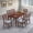 Cherry, variant on ACTU 7-Piece Mid-Century Wood Fabric Upholstered Ladder Back Dining Table with Chair, White Wash