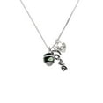 thumbnail image 2 of Delight Jewelry Silvertone Lime Leaves on Black Band Spinner - Love and Lock Charm Necklace, 18"+1", 2 of 4