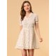 thumbnail image 2 of Vestido Camisero De Manga Corta Con Cuello En V Y Estampado Floral Frontal Con Botones Para Mujer Allegra K Blanco S, 2 of 6