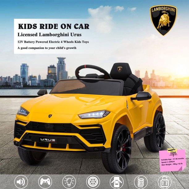 Rechargeable Powered 4 Wheels Children Ride On Car Kids Electric Vehicle For Girls Boys 3 8 Years Old Manual Parent Remote Control 12v Battery Powered Kid Toy Car Lamborghini Urus Yellow