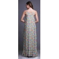 thumbnail image 3 of Bimba Nuisette Colorée à Plumes Menthe Pastel pour Femmes, Imprimée, Bretelles Spaghetti, Robe Maxi, Vêtement de Nuit, Moyen, 3 of 5