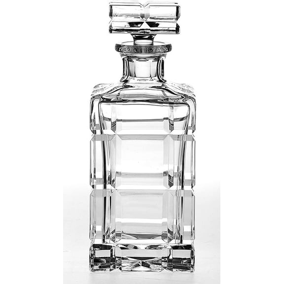 Barski - Hand Cut - Mouth Blown - Crystal - Whiskey - Beautiful Square Decanter - 25 oz. - Made in Europe
