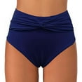 thumbnail image 3 of Pantalon de Bain Plissé à Taille Rayée Unie pour Femmes - Bas de Bikini d'Été de Plage, 3 of 7