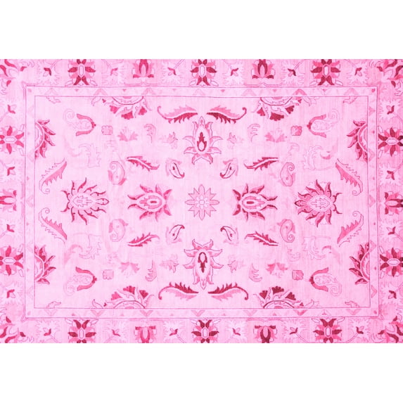 Ahgly Company Indoor Rectangle Oriental Pink Traditional Area Rugs, 8' x 12'