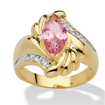- 2.05 TCW Marquise-Cut Pink Cubic Zirconia Ring in 14k Gold-Plated