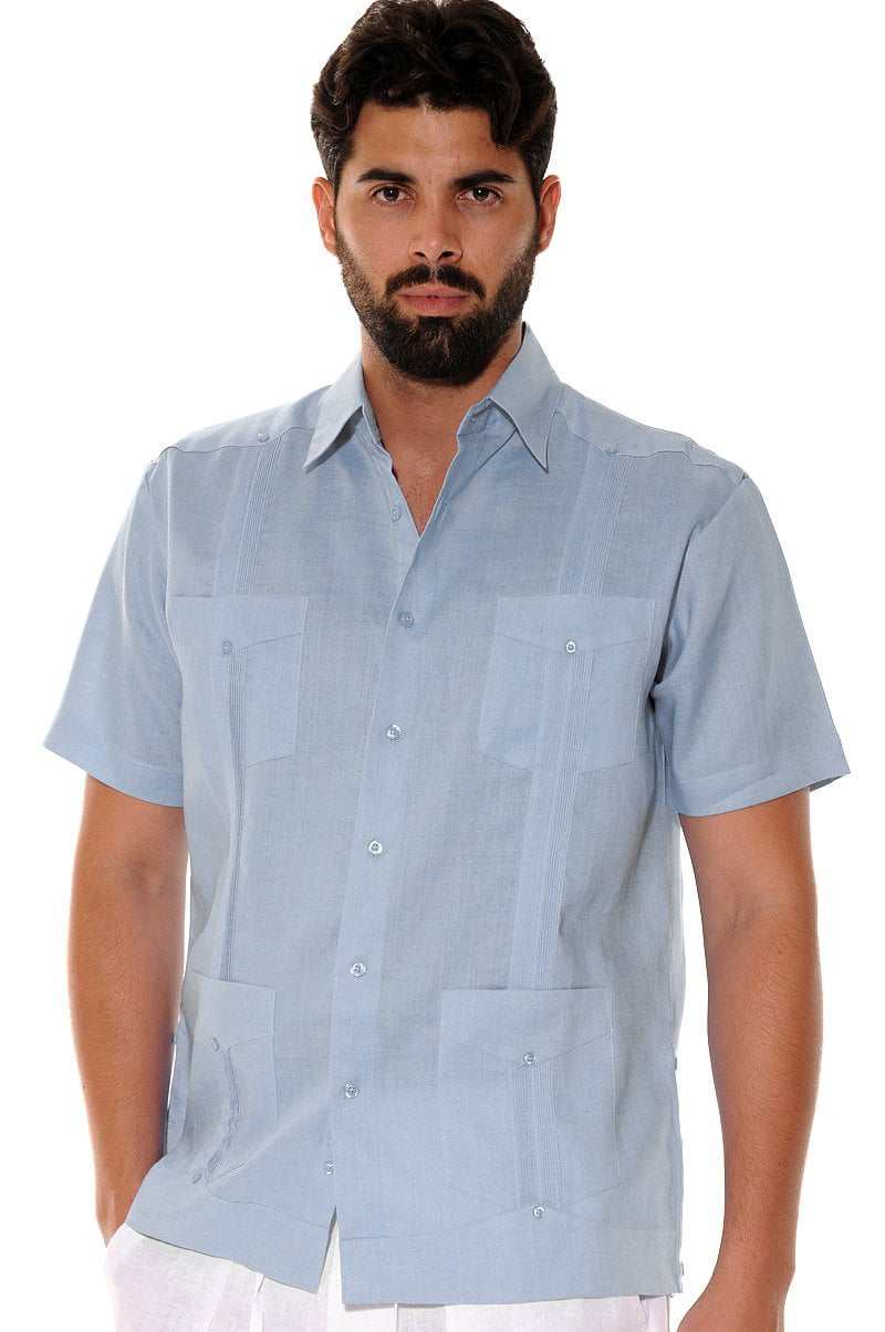 S ~ 2XL MLS934 Mens Bohio 100% Linen Aqua Casual Short Sleeve Shirt 
