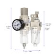 thumbnail image 3 of ikayaa 1/4'' PT Air Filter Pressure Regulator Combo AFC2000 Water Oil Trap Separator Air Tool Compressor Filter Filter Trap Air Drying System Manual Drainage, 3 of 7