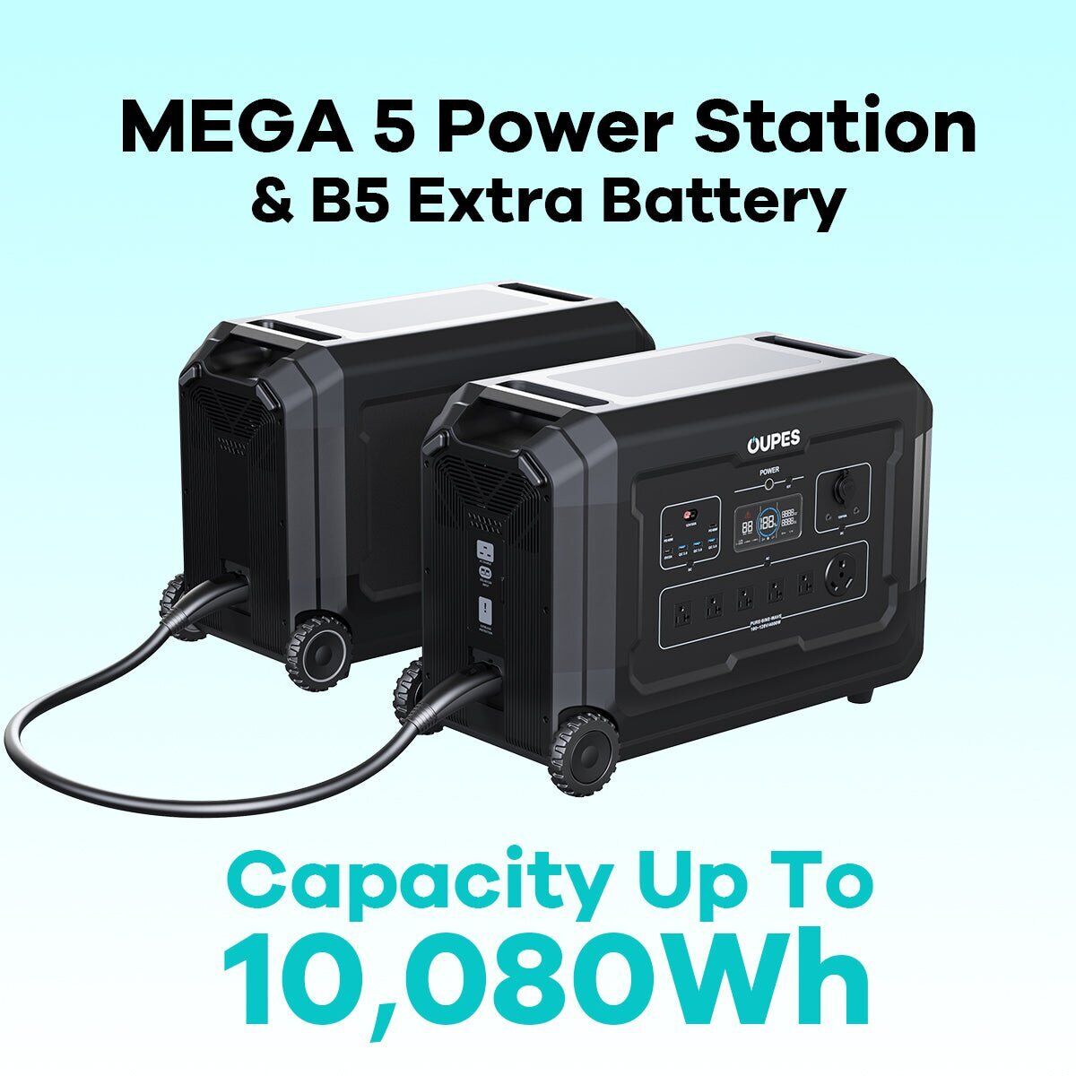 OUPES 4000W Portable Power Station, Mega5 with 5040Wh Extra Battery, 10080Wh Lifepo4 Power Station, Home Battery Backup with Expandable Capacity, Solar Generator for Home Use, Blackout, Camping, RV - image 3 of 20