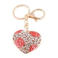 thumbnail image 2 of Keychain Heart Keychain Bag Pendant Key Ring Heart  Keychain  Romantic Love Heart Rose Flower  Keychain Key Ring Charm Purse Bag Pendant Gift Red, 2 of 3