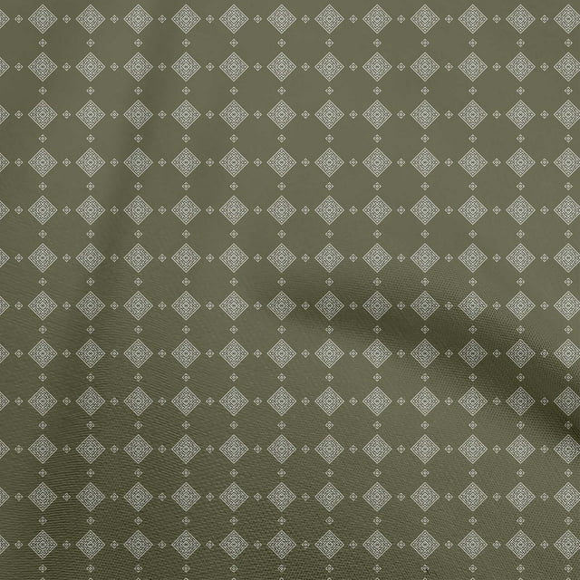oneOone Polyester Spandex Dark Olive Green Fabric Geometric Sewing Craft Projects Fabric Prints By Yard 56 Inch Wide