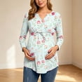 thumbnail image 3 of Edvintorg Plus Size Maternity Clothes Floral Printed V Neck Long Sleeve Loose Casual Pullover Pregnancy Top with Drawstring Trendy Womens Clothes S-4XL Pink, 3 of 6