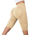 thumbnail image 2 of Yoga Shorts for Women 3D Cellulite Leggings Slim Move Cellulite Leggings Push-Up Sculpting Yoga Fitness Pants Workout Shorts Beige 2XL, 2 of 5